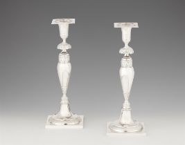 A pair of Biedermeier silver candlesticks