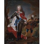 Hyacinthe Rigaud, follower of, Frederick Augustus III of Saxony in armour and accompanied by a page