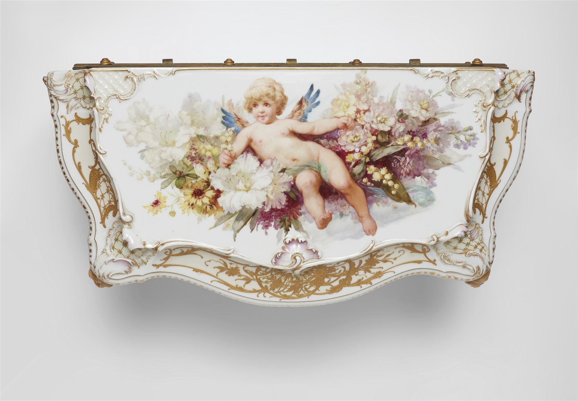 A large and important Berlin KPM porcelain box with 'weichmalerei' decor - Image 5 of 5