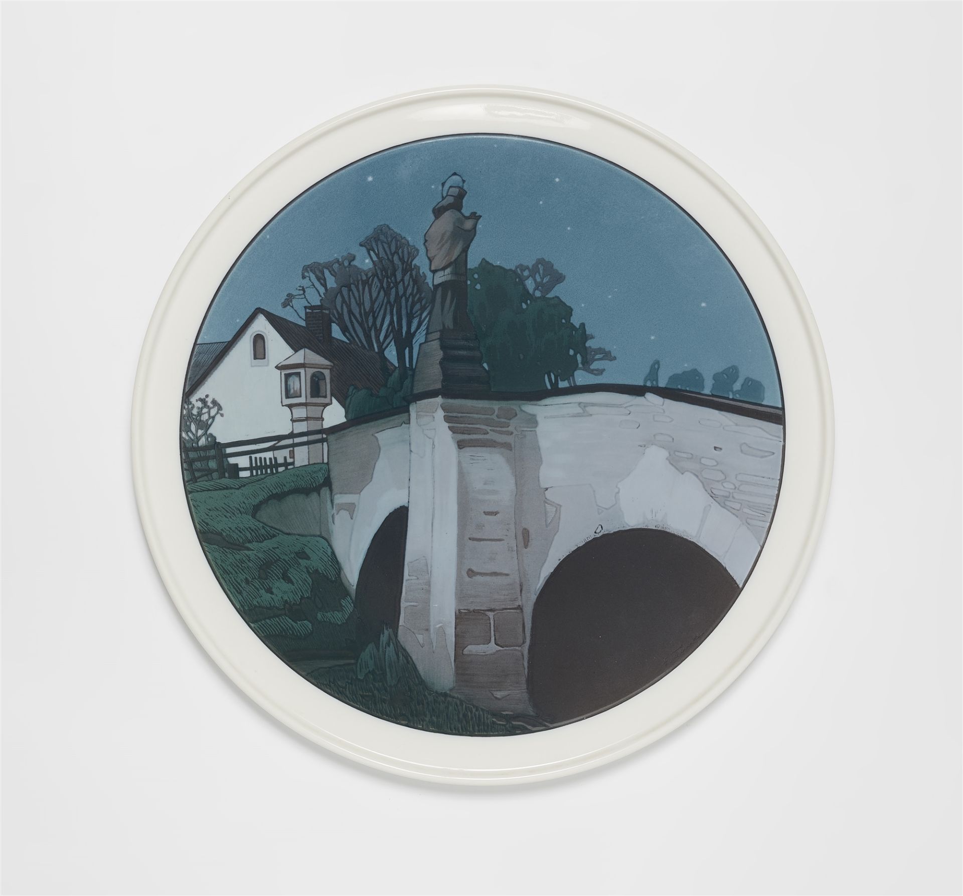 A Berlin KPM porcelain panel with St. Nepomuk's Bridge