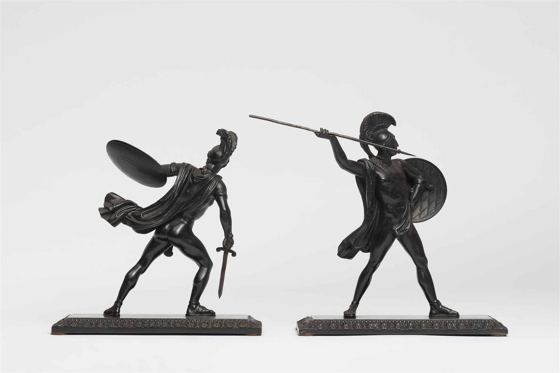 Cast iron statuettes of Romulus and Titus Tatius - Image 2 of 2