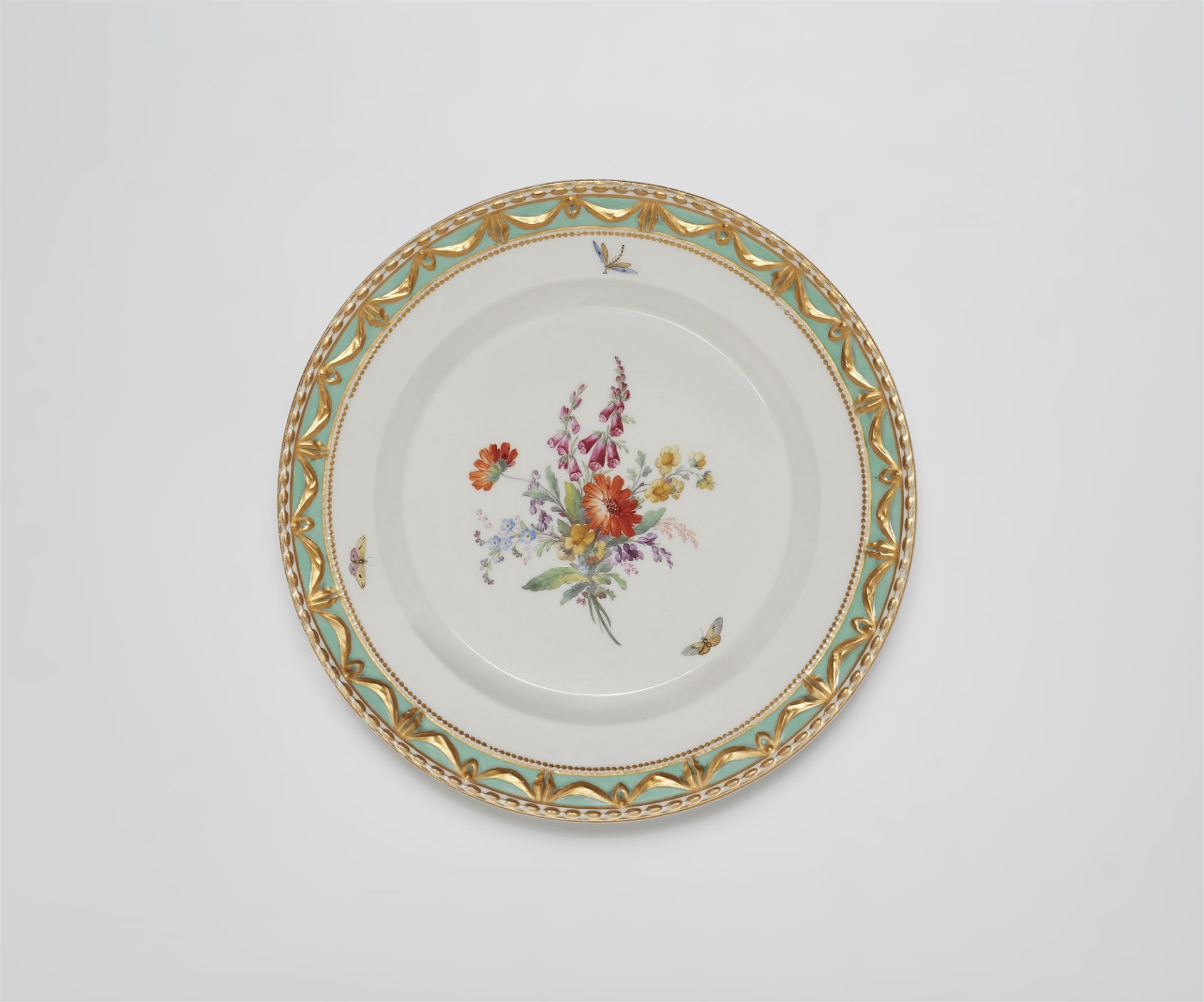 A Berlin KPM porcelain plate from a dinner and dessert service for Prince Heinrich of Prussia