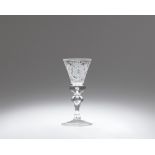 A cut glass goblet monogrammed EBF