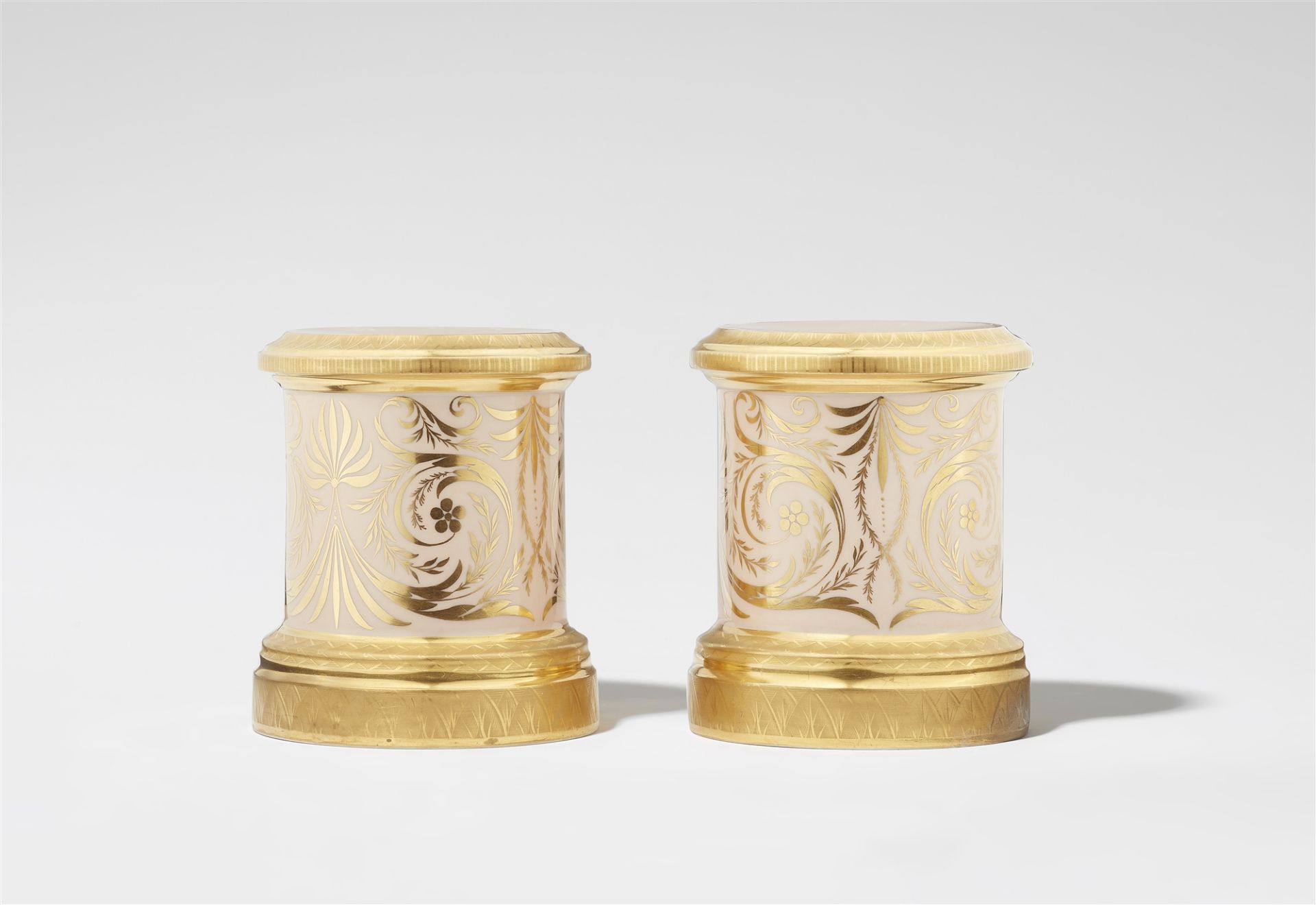 A pair of Berlin KPM porcelain plinths