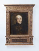 Franz Seraph von Lenbach, Brustbild Otto Fürst von Bismarck in einem reich geschnitzten Rahmen im Re