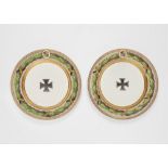 A pair of Berlin KPM porcelain dinner plates from the service for General Kleist von Nollendorf