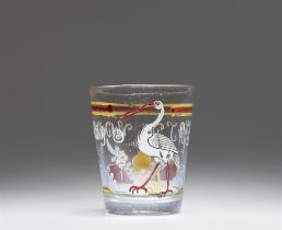 An enamelled cut glass beaker inscribed "VIVAT Der Velder Storch"