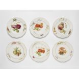 Six Berlin KPM porcelain plates from a dinner service with vegetable motifs in "weichmalerei"