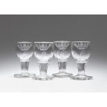 Four cut glass goblets with crowned L monograms