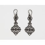 A pair of delicate Berlin cast iron pendant earrings