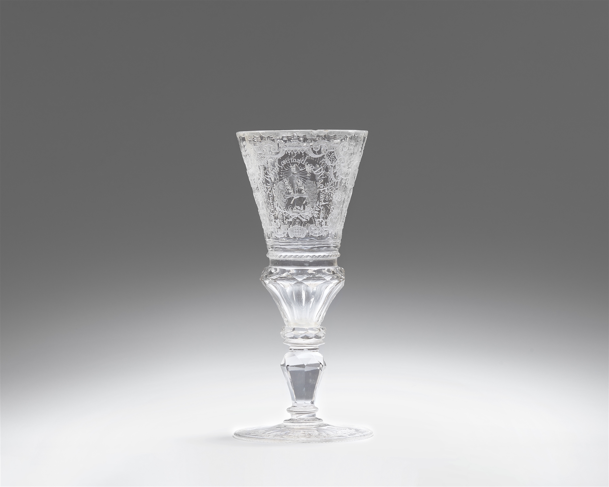 An opulent Silesian cut glass goblet