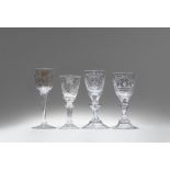 Four Saxon cut glass goblets
