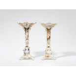 A pair of Berlin KPM porcelain vases with 'weichmalerei' decor