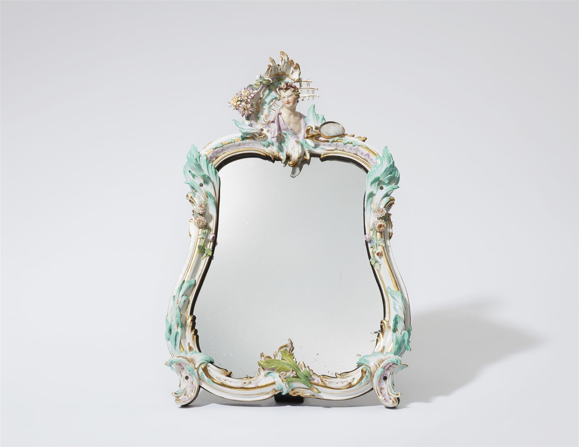 A Berlin KPM porcelain table mirror from a Frederician toilette garniture