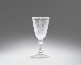 A cut glass goblet commemorating King Friedrich Wilhelm I