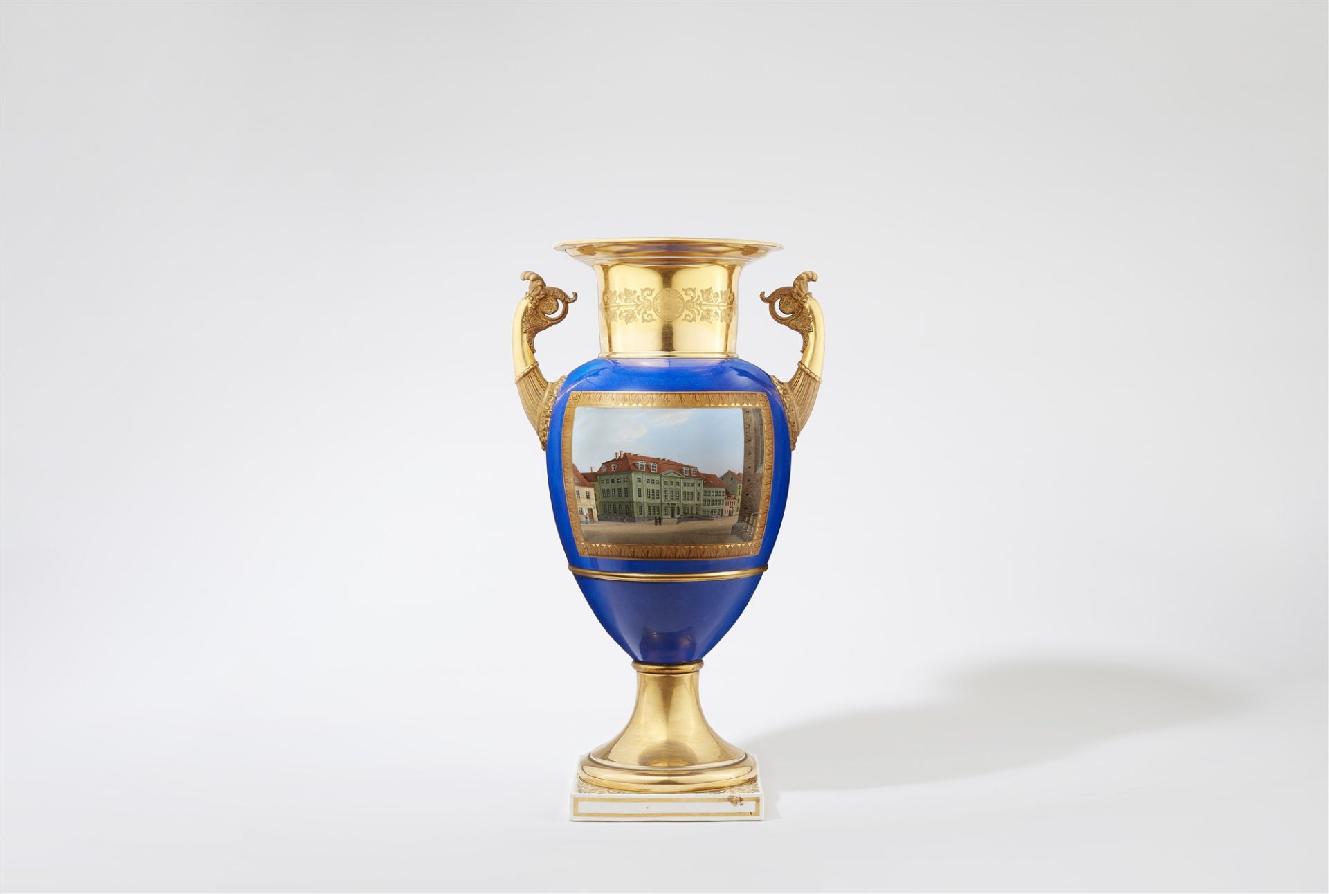 A Berlin KPM porcelain vase with two views in the manner of Eduard Gaertner