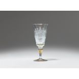 A cut and gilt glass goblet with the "Three Emperors"