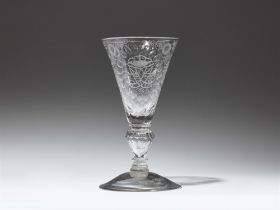 A glass goblet commemorating King Frederik IV of Denmark and Norway