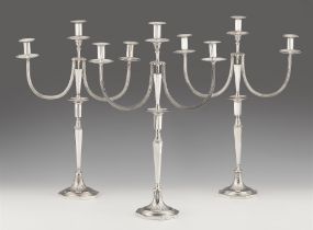 Three Neoclassical Berlin silver candelabra