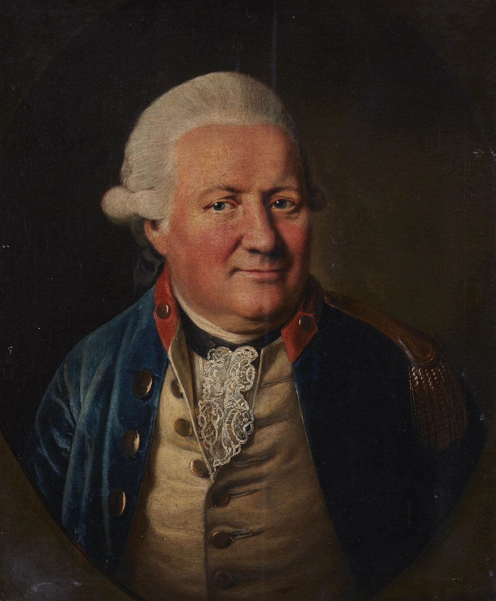 Johann Heinrich Christian Franke, Bildnis eines Offiziers in preußischer Uniform in einem gemalten O