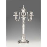 A Berlin silver four flame candelabrum from the court inventory of William II. Engraved in two medal
