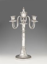 A Berlin silver four flame candelabrum from the court inventory of William II. Engraved in two medal