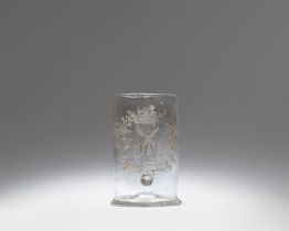 A cut glass tankard made for a tailor