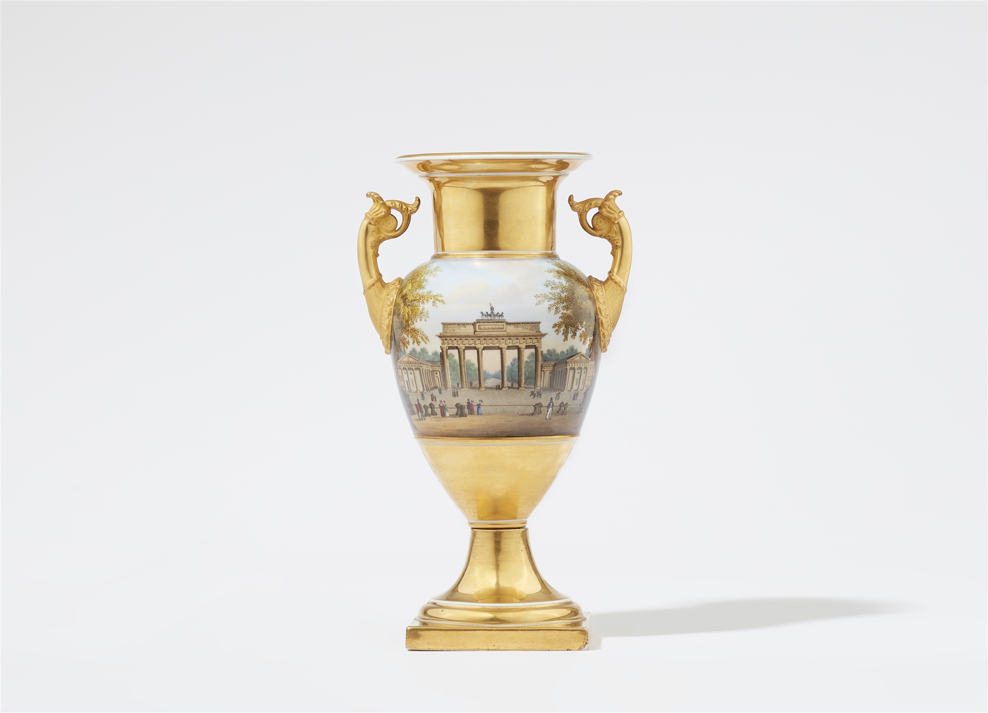 A Berlin KPM porcelain vase with decor in the style of Eduard Gaertner