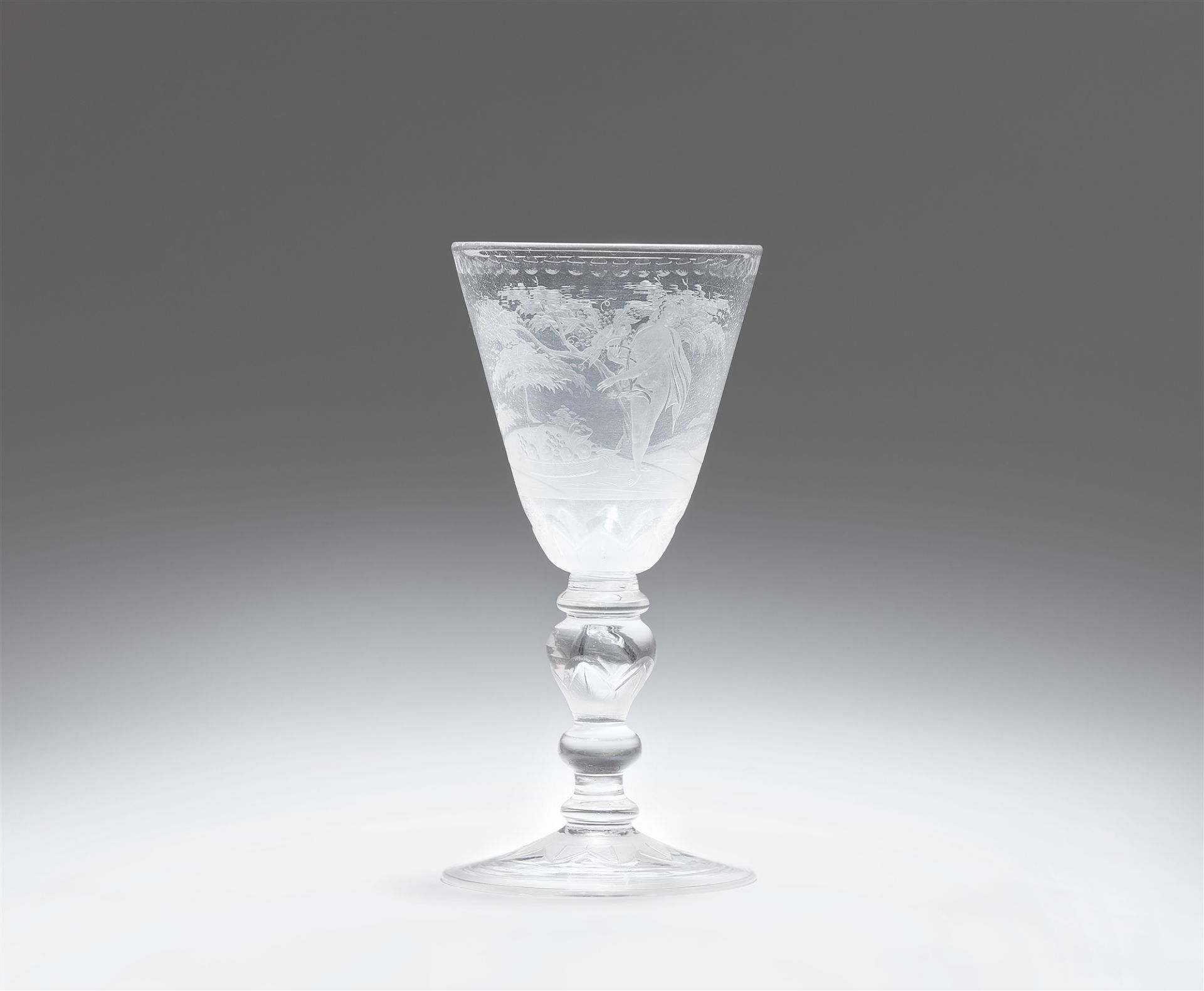 A cut and wheel engraved glass goblet with Ceres