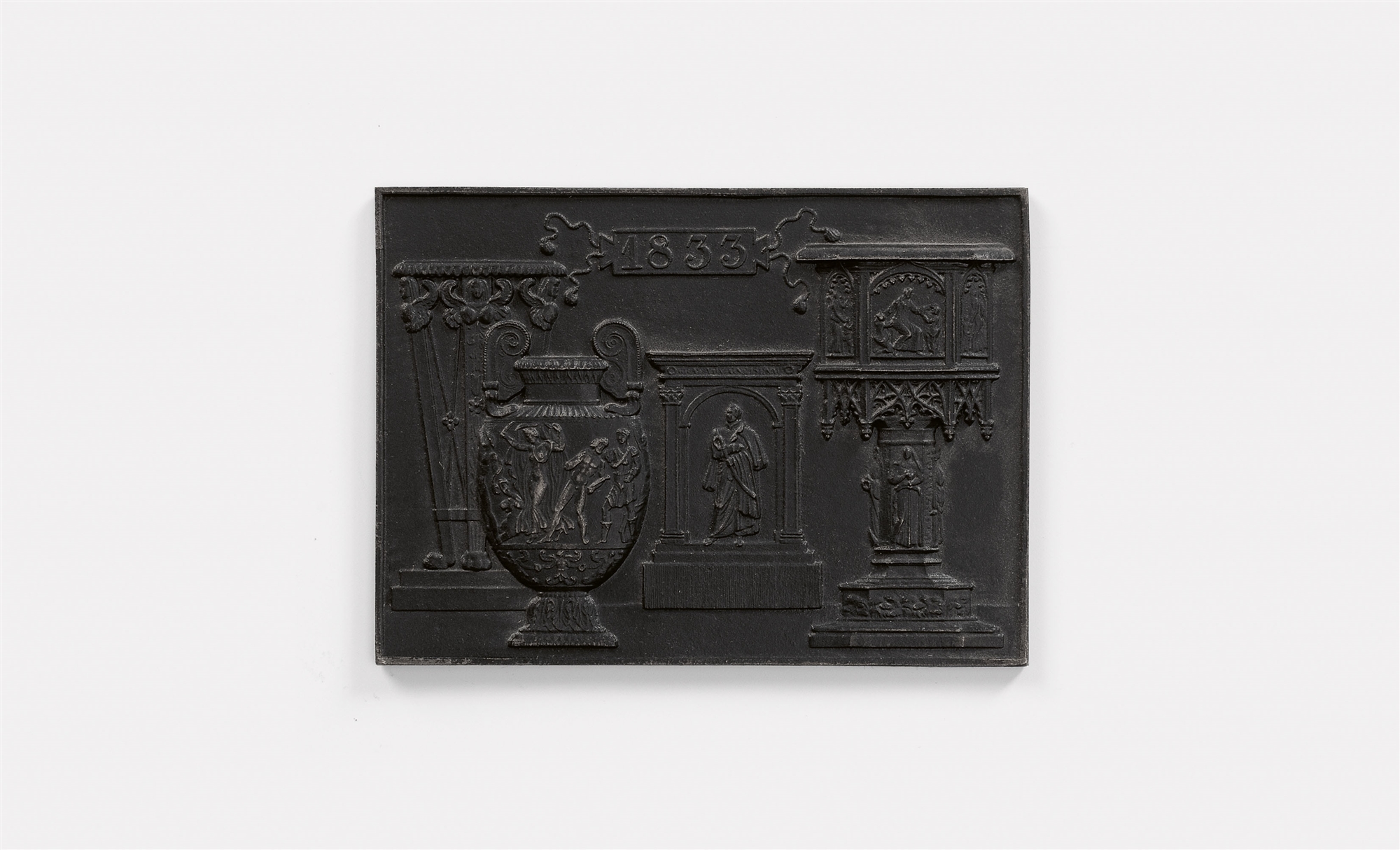 A cast iron New Year's plaque inscribed "1833"