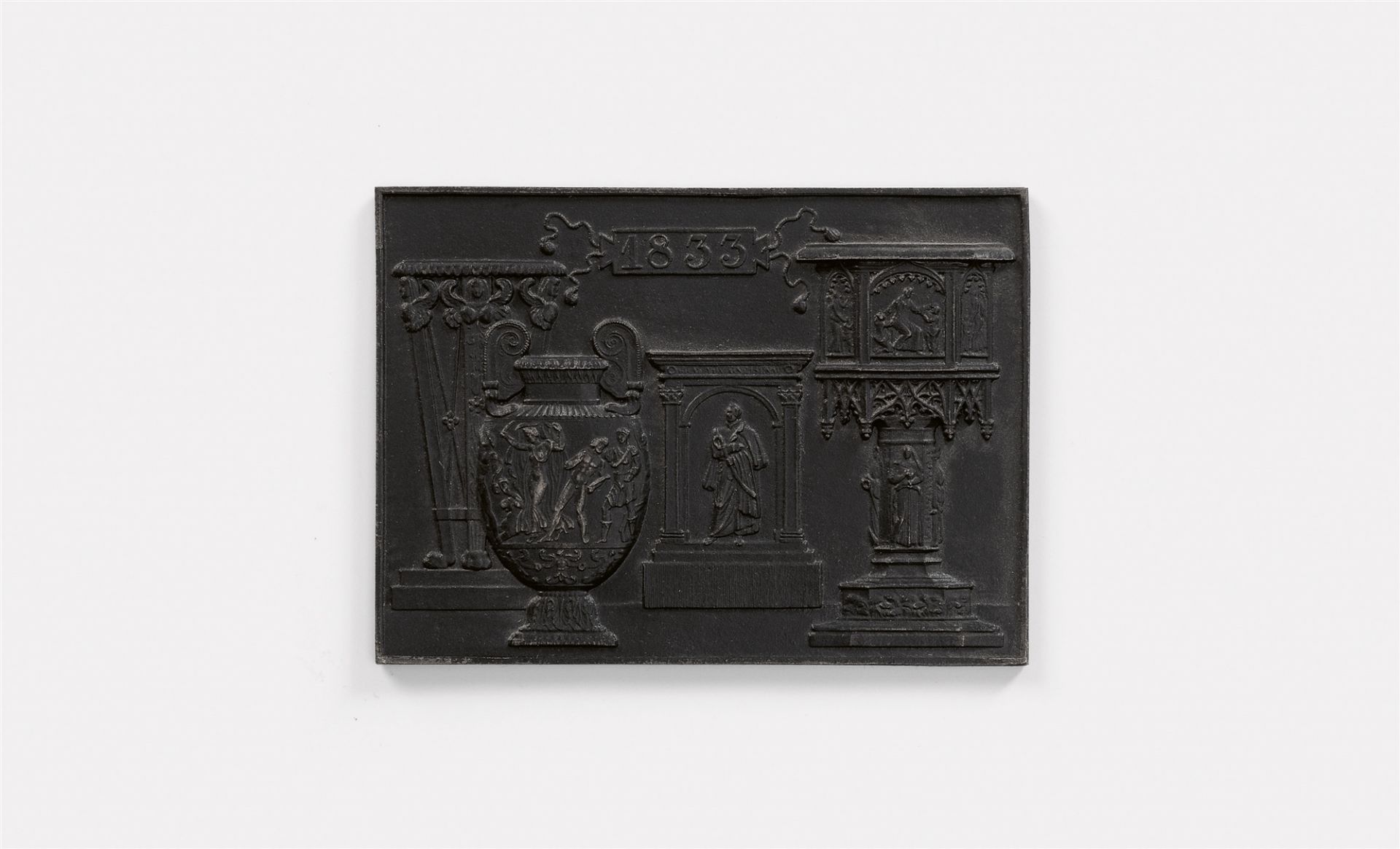 A cast iron New Year's plaque inscribed "1833"