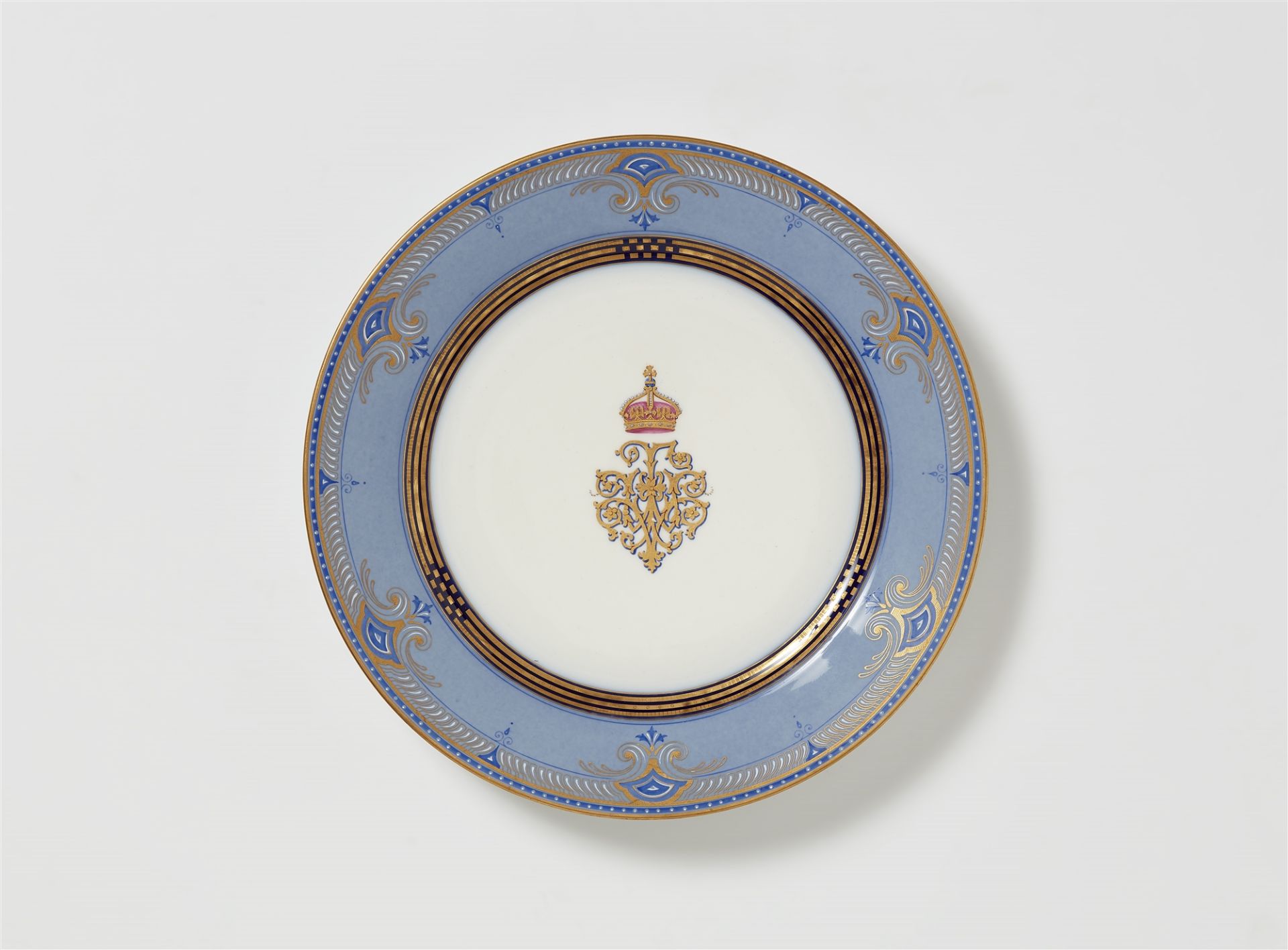 A Sèvres porcelain plate from the dinner service for Crown Prince Wilhelm and Princess Royal Victori