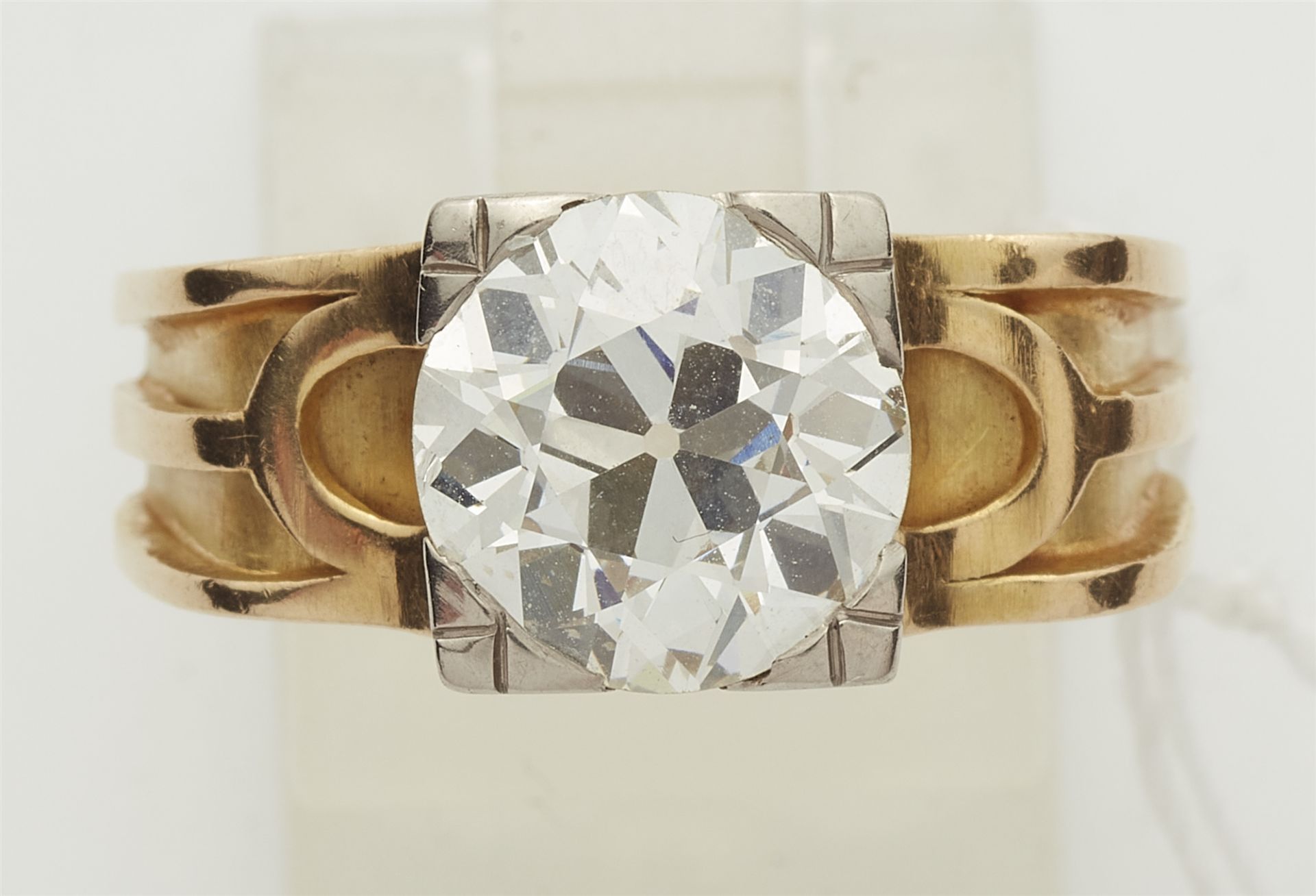 An 18k yellow gold and European old-cut diamond solitaire ring. - Image 2 of 3