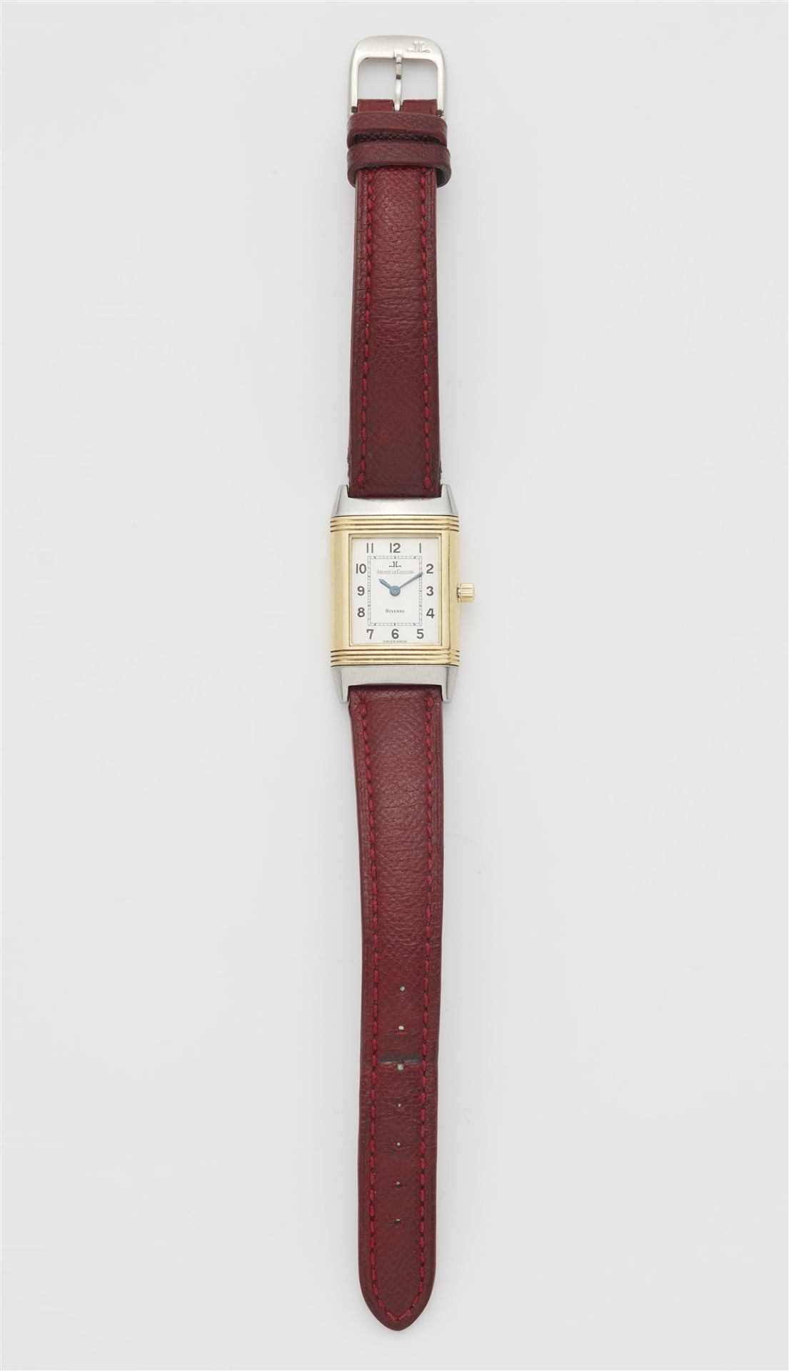 A bicolour reversible Jaeger LeCoulte Reverso quartz ladies wristwatch.