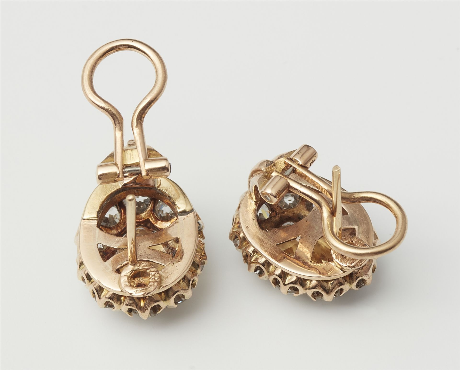 A pair of 18k gold Belle Epoque yellow topaz and diamond earrings. - Image 2 of 2