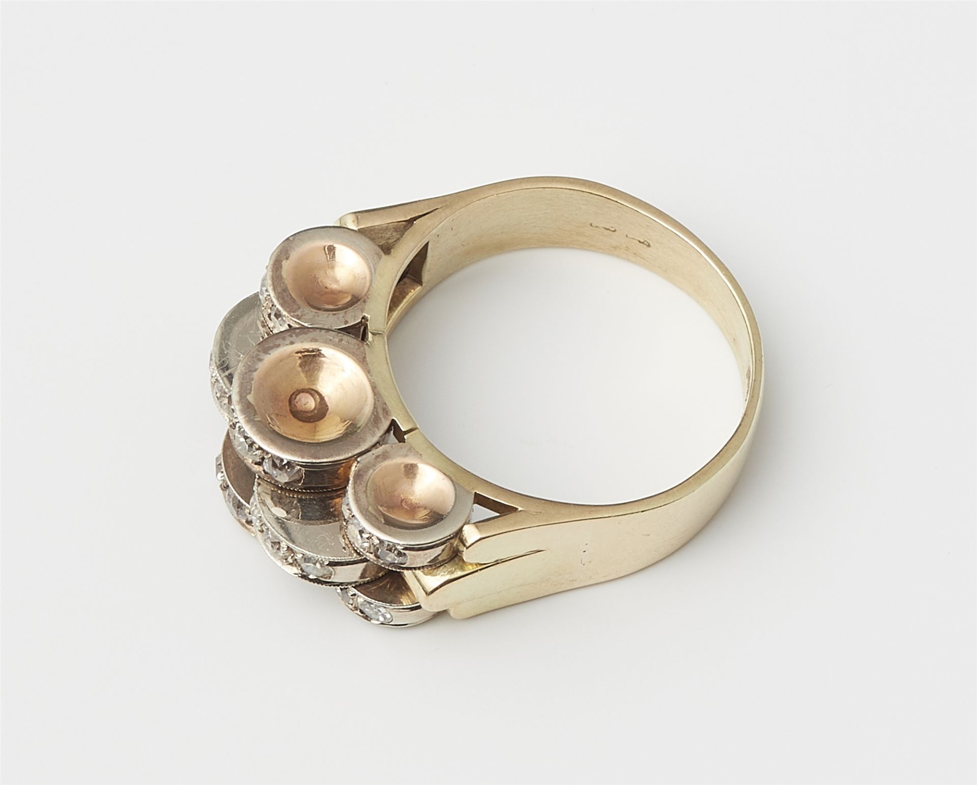 An Austrian Retro Style 14k gold and diamond ring. - Image 2 of 2