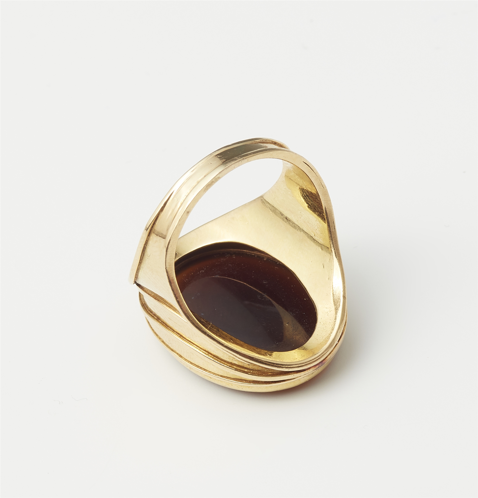 A German 18k gold and carnelian intaglio ring. - Image 2 of 2