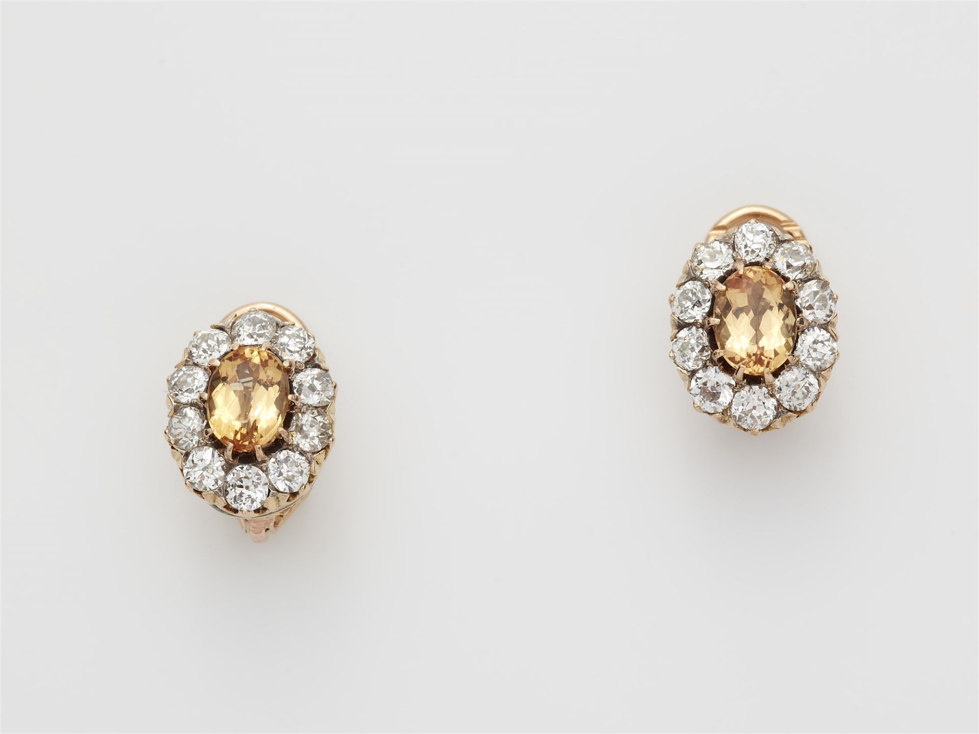 A pair of 18k gold Belle Epoque yellow topaz and diamond earrings.
