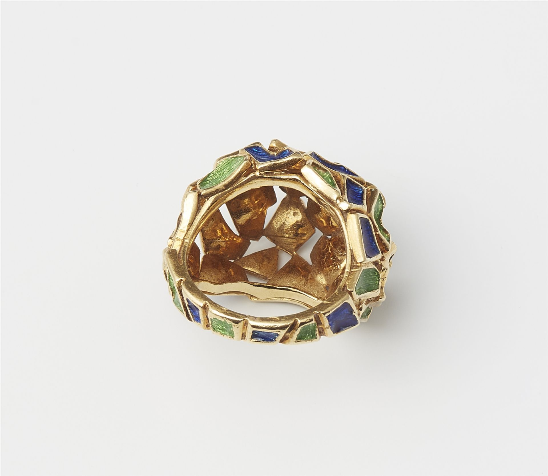 An American 18k gold and enamel bombé ring. - Image 2 of 2