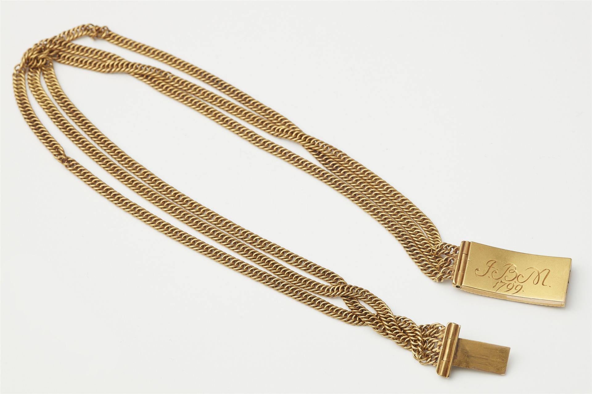 A George III 14k gold and enamel chain necklace. - Image 2 of 2