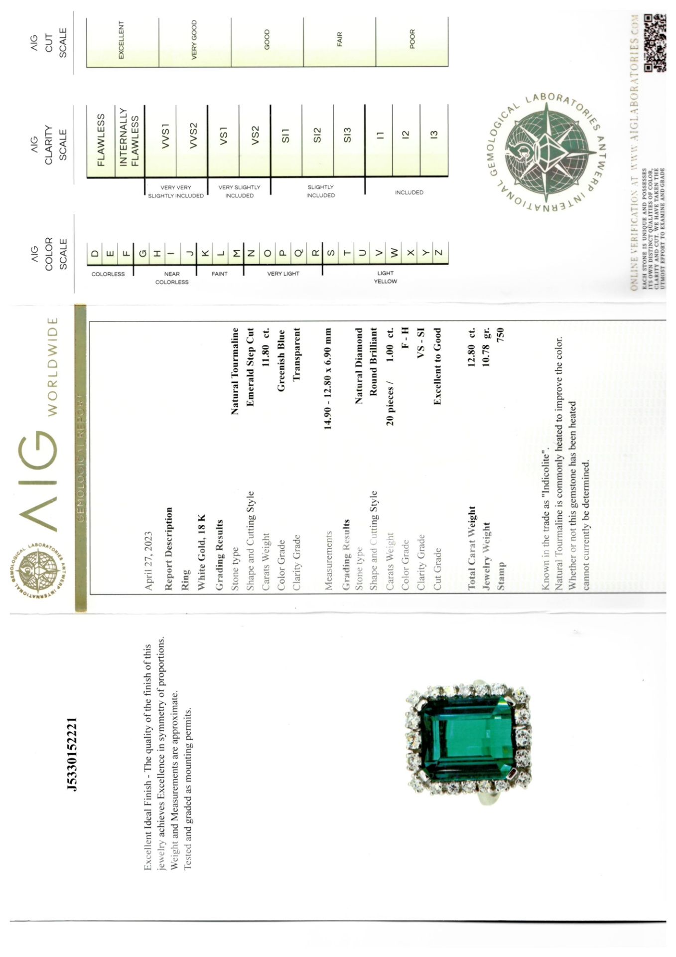 Ring mit natürlichem grünem Turmalin - Bild 3 aus 3