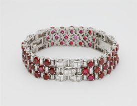 Art Déco-Armband mit Rubinen und Diamanten