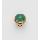 An Italian 18k gold and large carved emerald snake ring.
