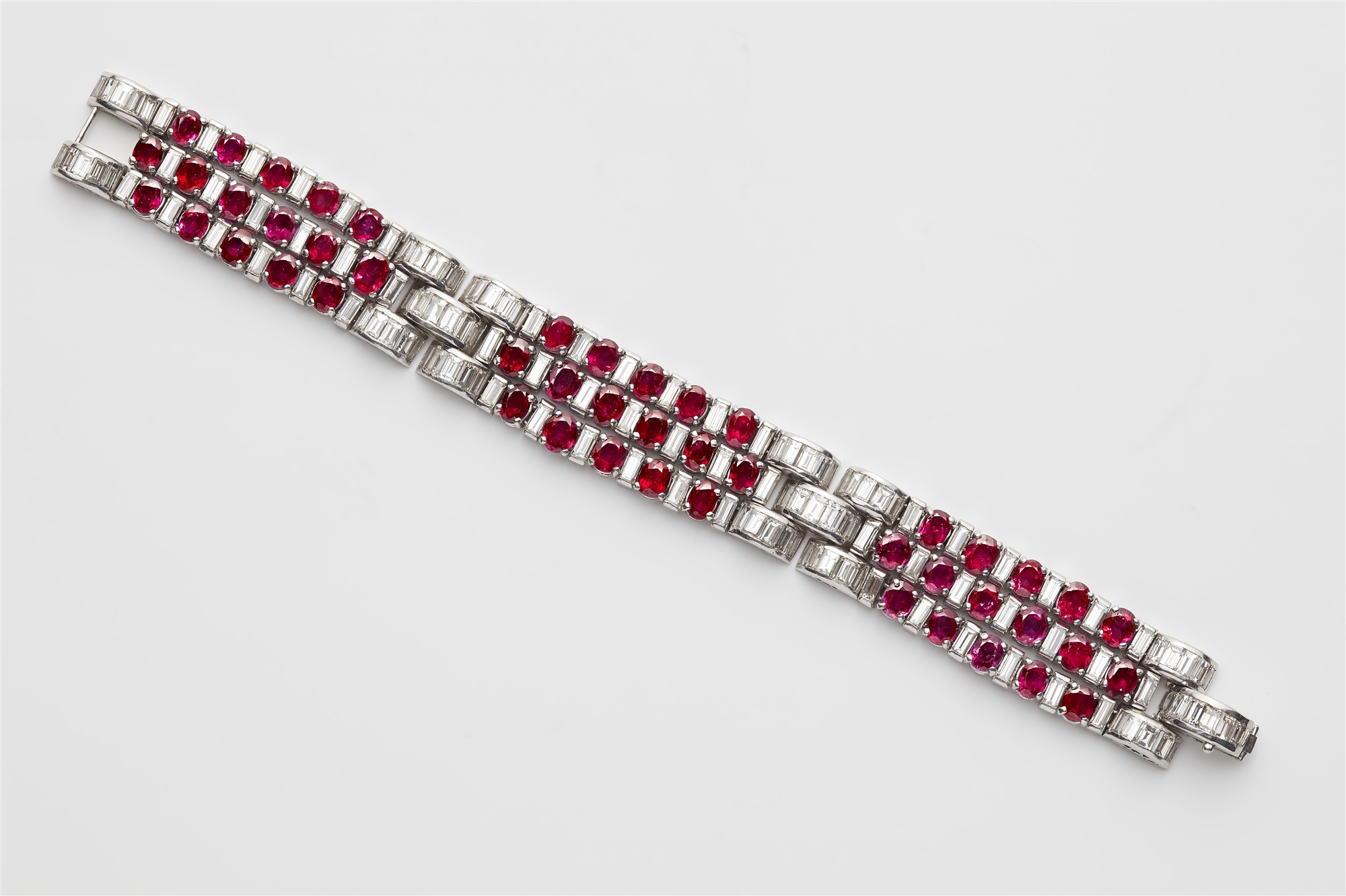 A magnificent platinum ruby and diamond Art Déco bracelet. - Image 2 of 3