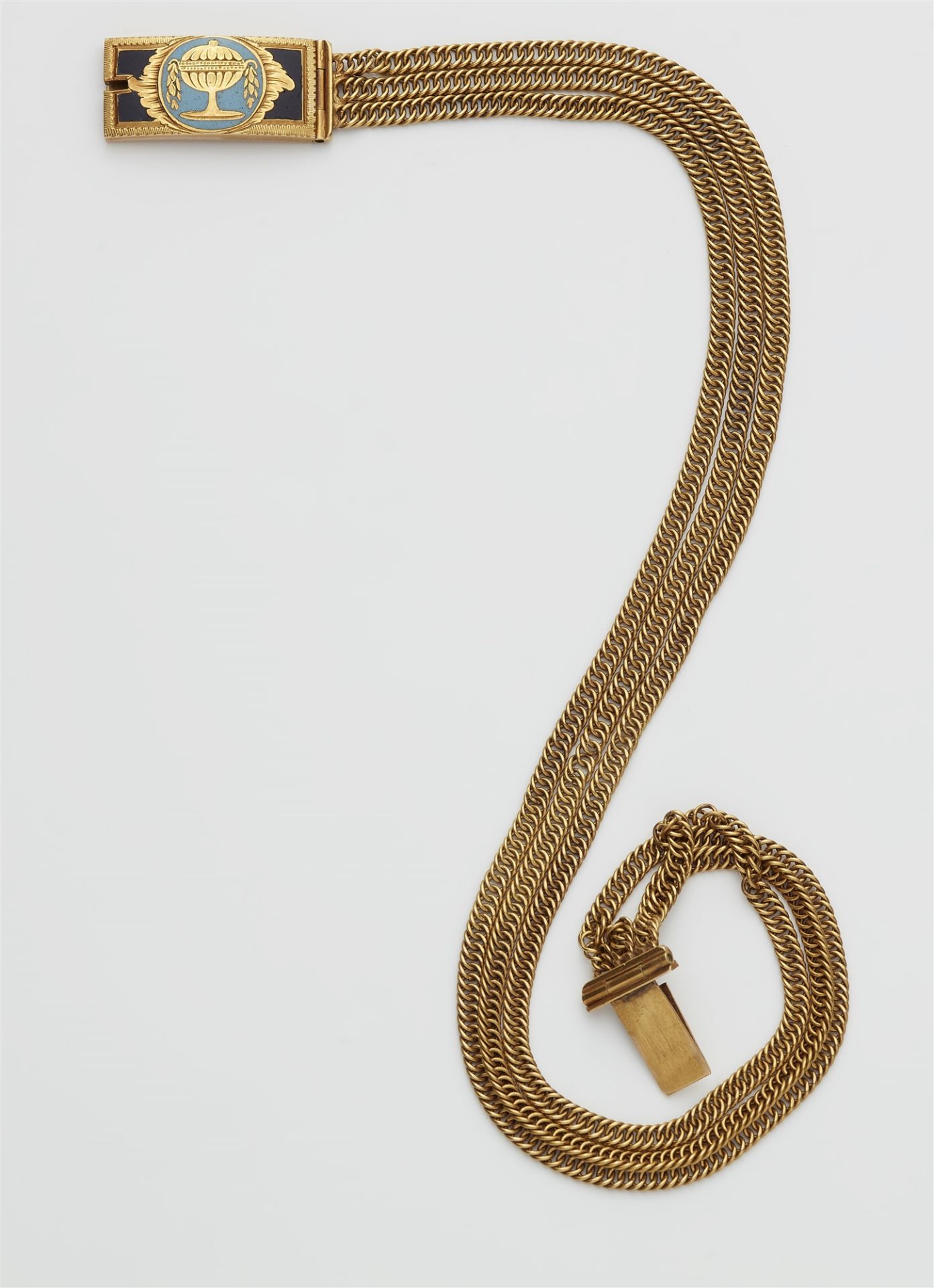 A George III 14k gold and enamel chain necklace.