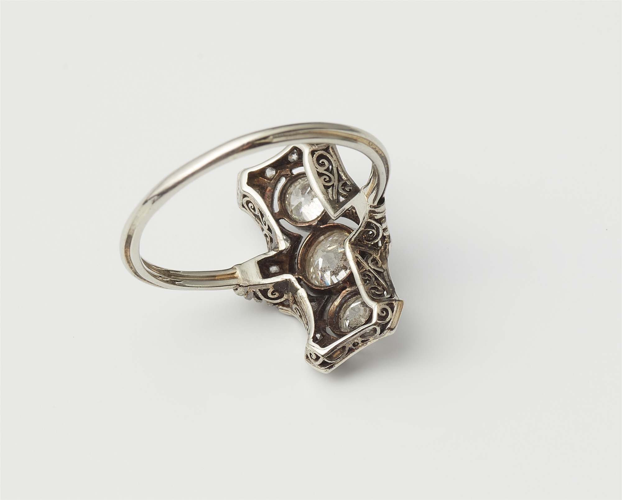An Art Déco platinum 14k white gold and diamond ring. - Image 2 of 2