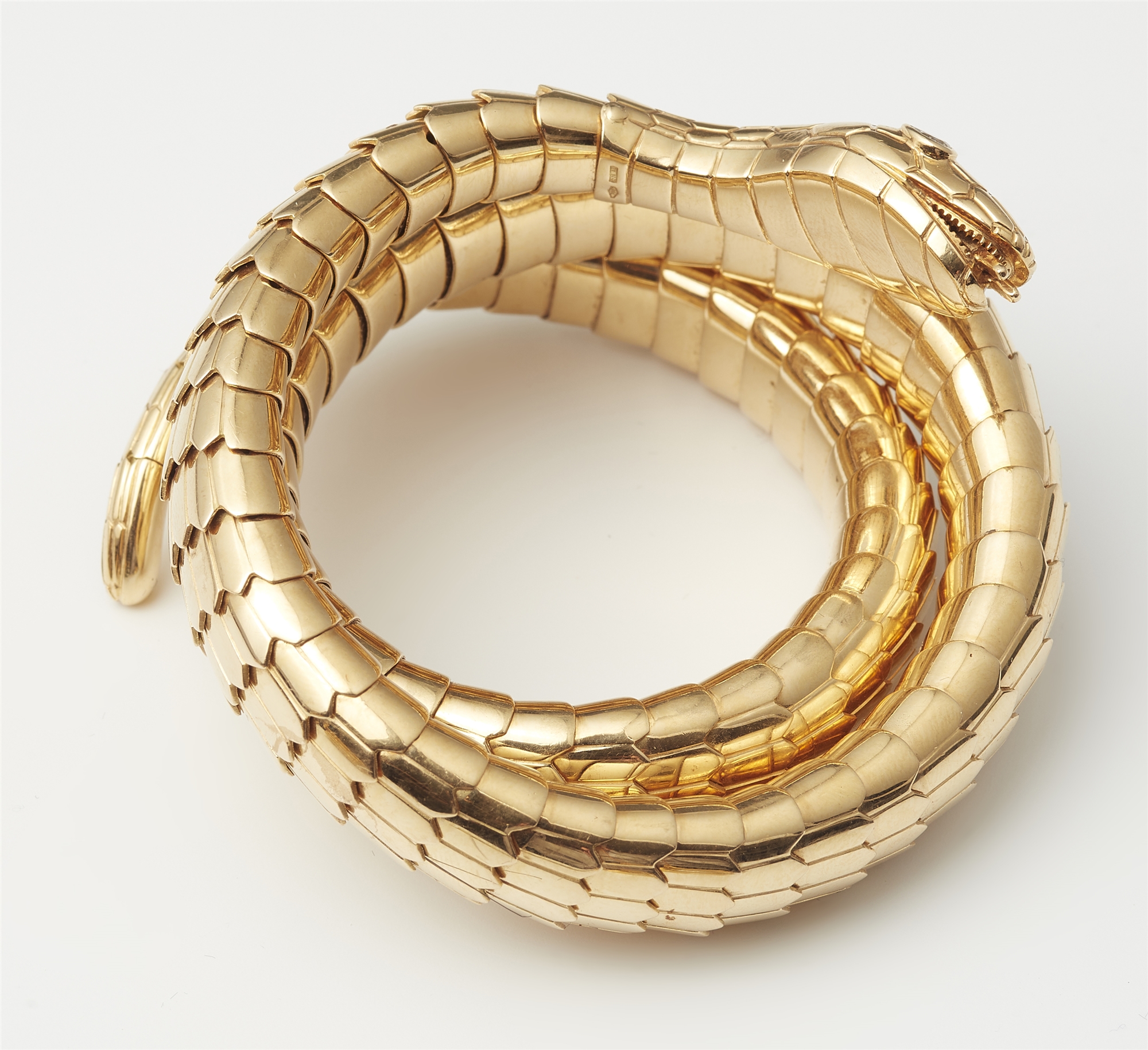 An Italian 18k gold and diamond tubogaz snake bangle. - Image 2 of 2