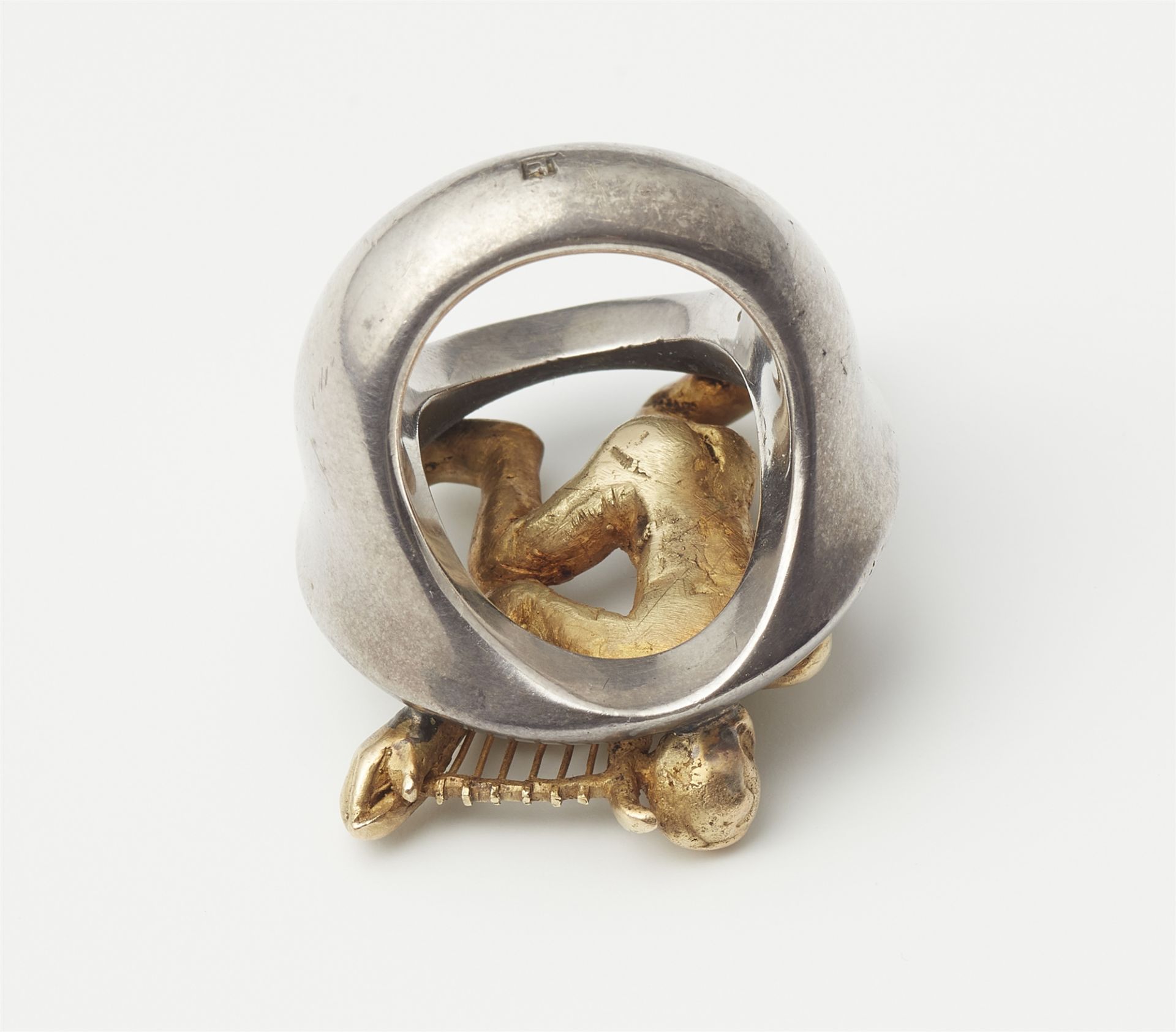 A German silver and 18k gold sculptural "Orpheus" ring. - Image 2 of 2