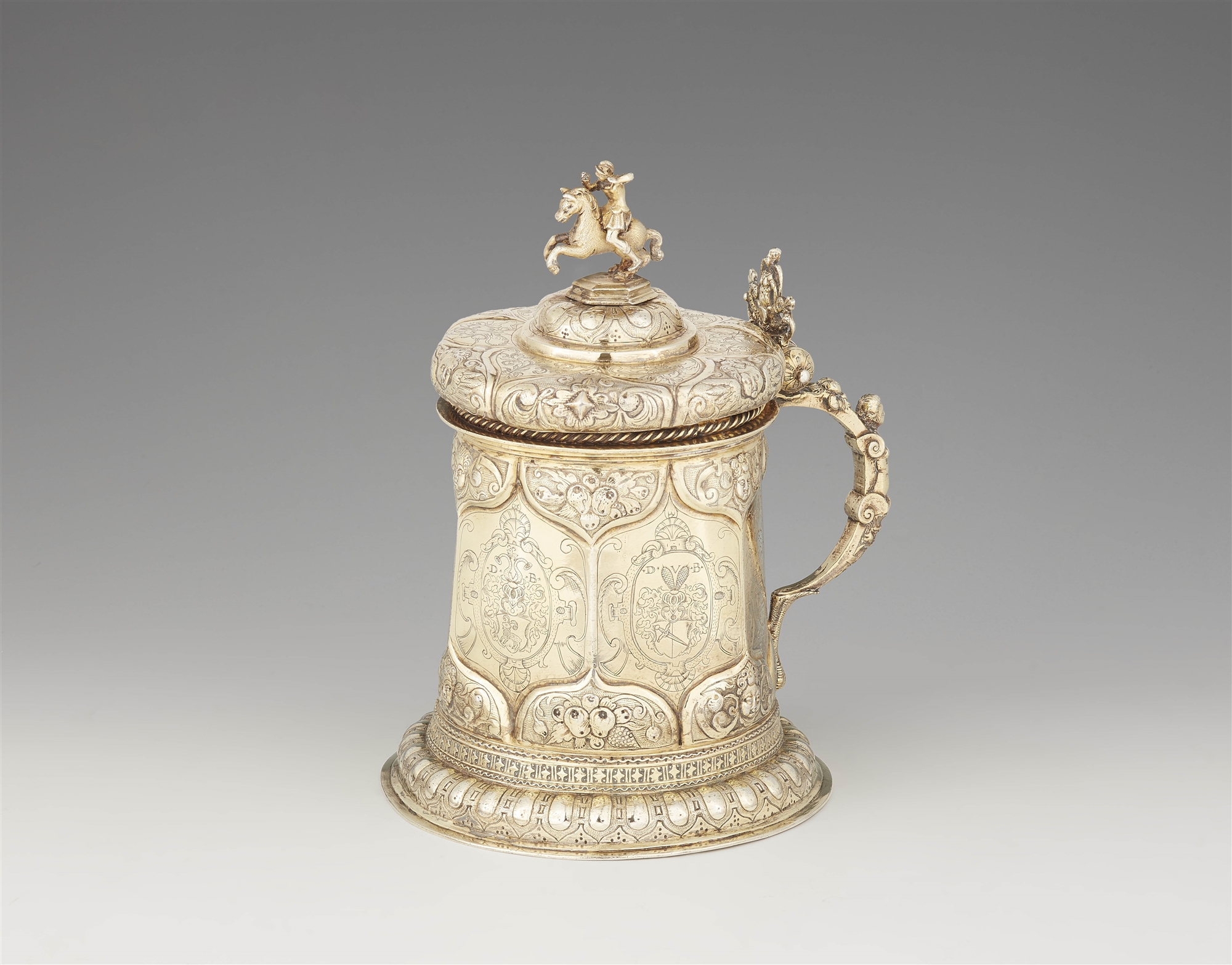 An important Silesian silver gilt tankard