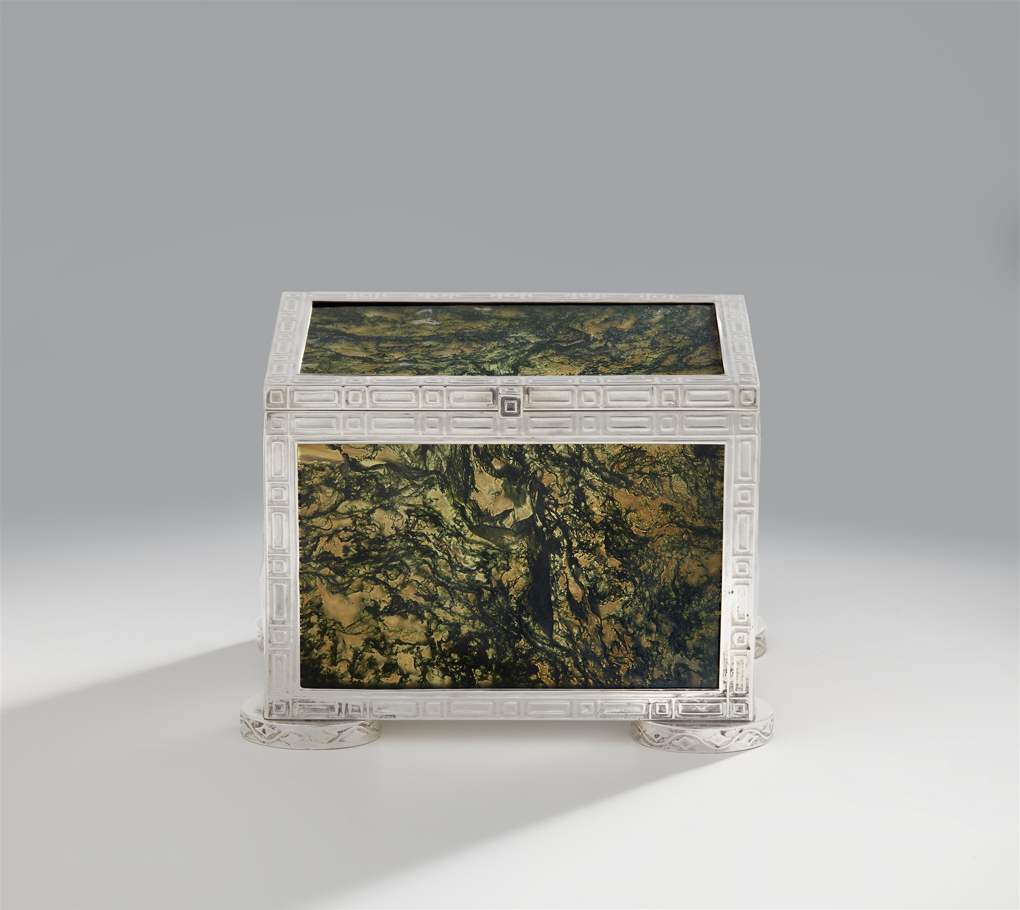 A rare silver and moss agate casket by Josef Hoffmann - Image 2 of 8